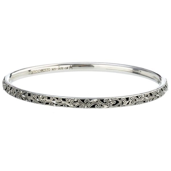 Bangle Bracelet Solid Sterling Silver in oxidized 925 for Women’s