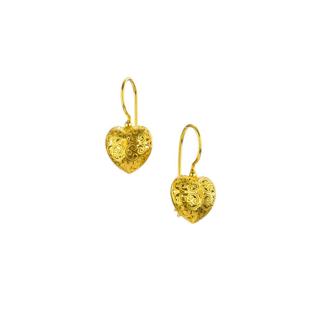 Tiny Heart Earrings in Gold plated silver 925