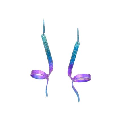 Anodized Titanium Ribbon Twirl Drop Dangle Earrings
