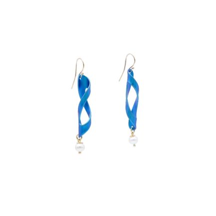 Titanium Dangle Twisted Ribbon Earrings and gold-plated parts