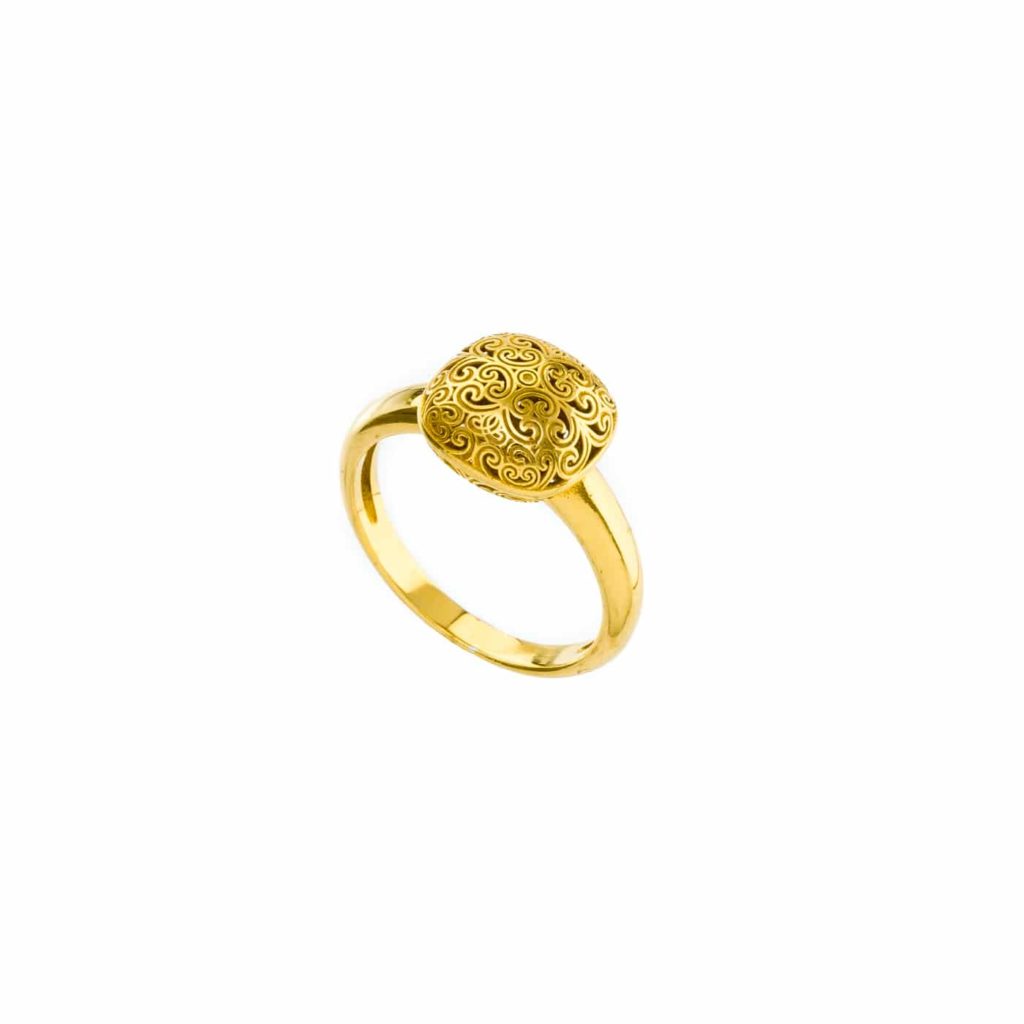 Cushion Small Ring in Gold plated Sterling silver 925