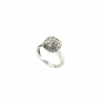 Cushion Small Ring in oxidized Sterling silver 925