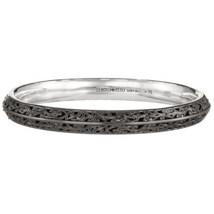 Bangle Bracelet Solid Sterling Silver in Black plated 925 for Women’s