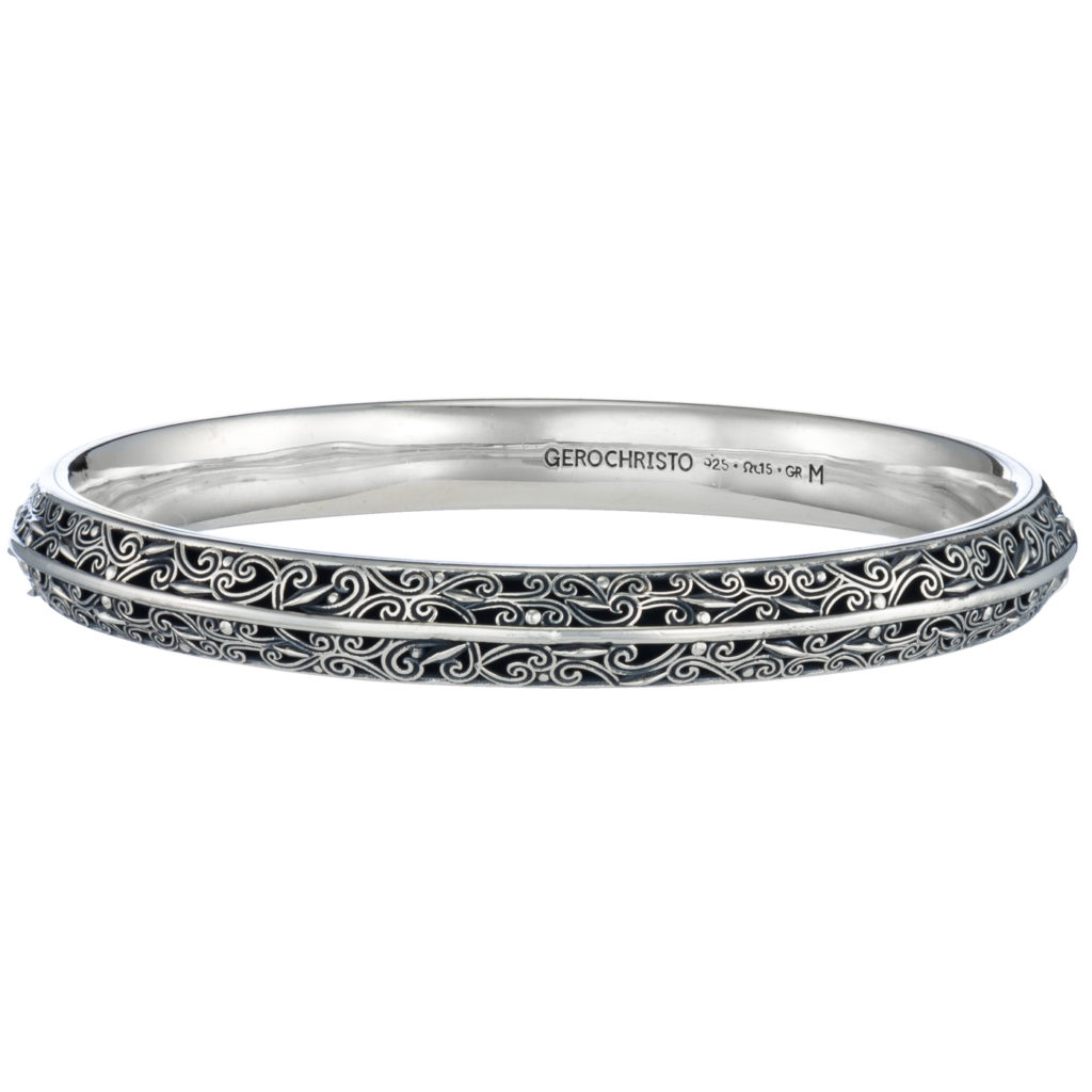 Bangle Bracelet Solid Sterling Silver in oxidized 925 for Women’s