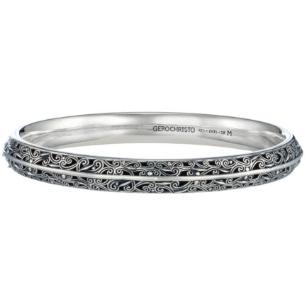 Bangle Bracelet Solid Sterling Silver in oxidized 925 for Women’s