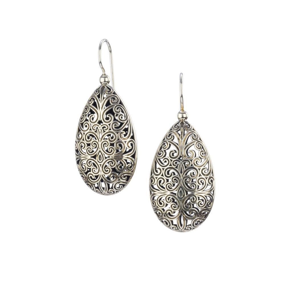 Teardrop Filigree Earrings in oxidized silver 925