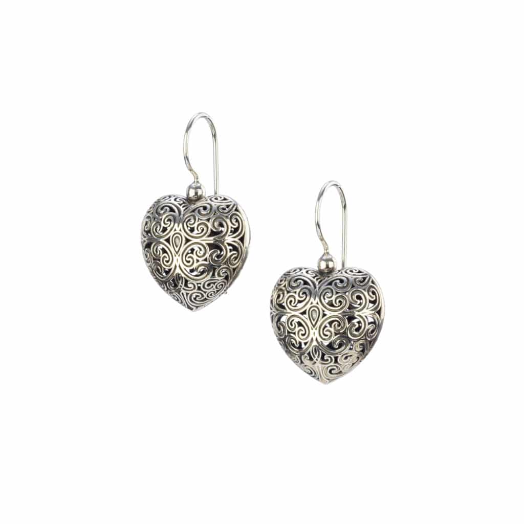 Heart Earrings in oxidized silver 925