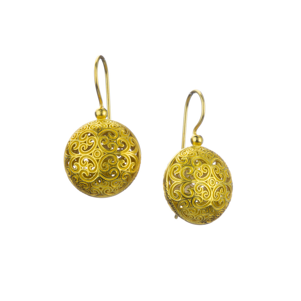 Round Earrings in Gold plated silver 925