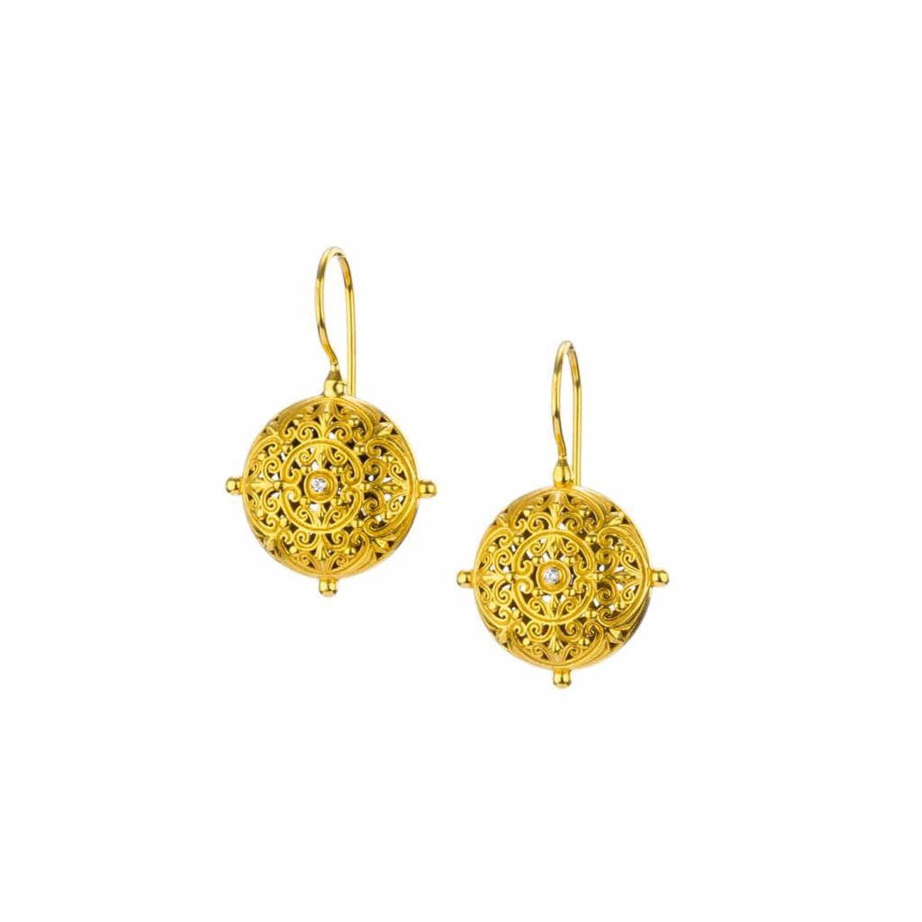 Round Earrings Filigree in Gold plated silver 925
