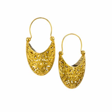 Medium Basket Shaped Drop Earrings New Era Filigree in Gold plated silver