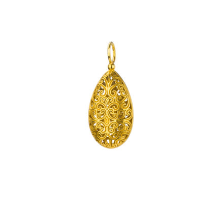 Teardrop Filigree Pendant Necklace in Gold plated silver 925