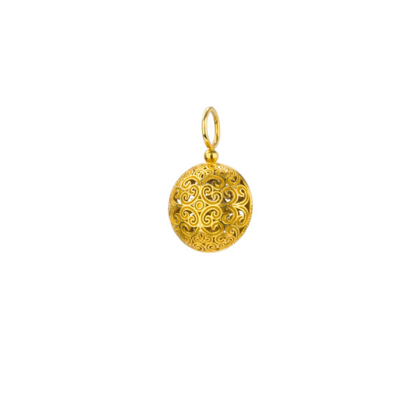 Round Pendant in Gold plated silver 925