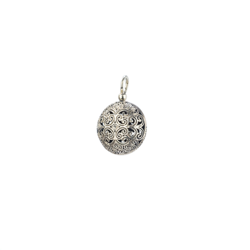 Round Pendant in oxidized silver 925