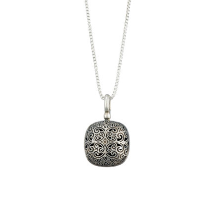 Cushion Pendant in oxidized silver 925