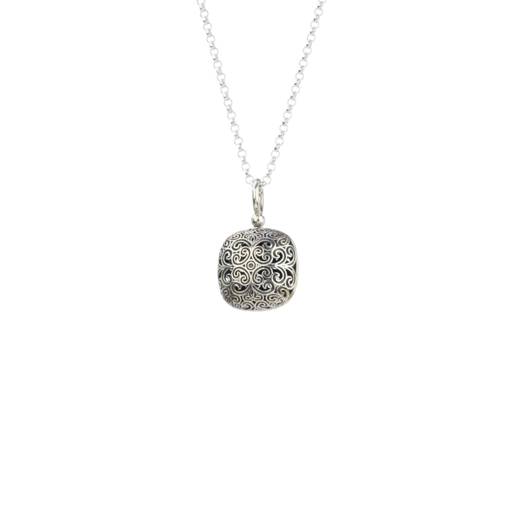 Cushion Pendant in oxidized silver 925