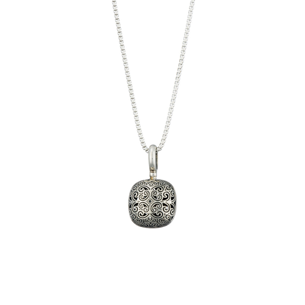 Cushion Pendant in oxidized silver 925