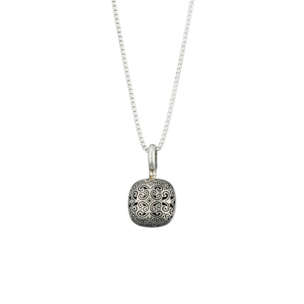 Cushion Pendant in oxidized silver 925