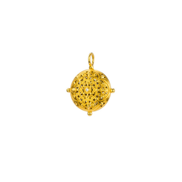 Round Pendant Filigree in Gold plated silver 925