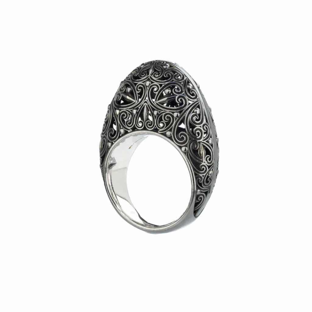 Filigree New Era Ring in Black plated silver 925