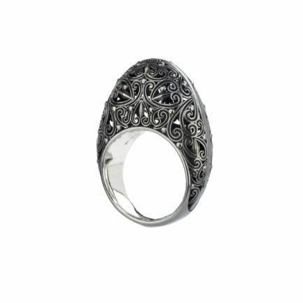 Filigree New Era Ring in Black plated silver 925