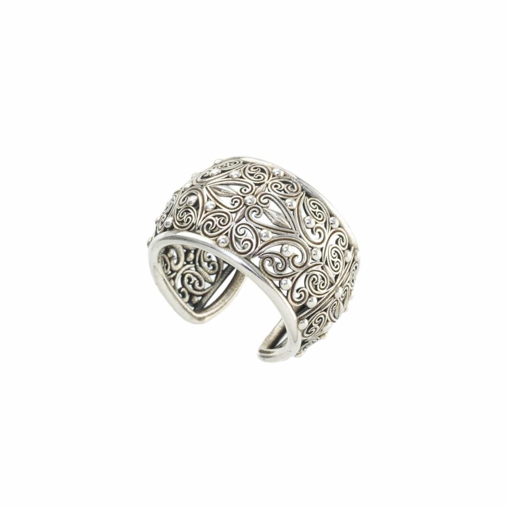 Filigree New Era Cuff Ring in Oxidized Silver 925