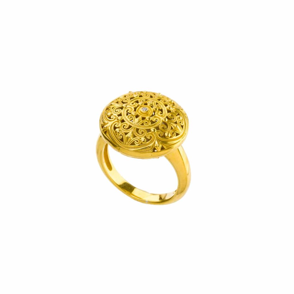 Round Ring Filigree in Gold plated silver 925