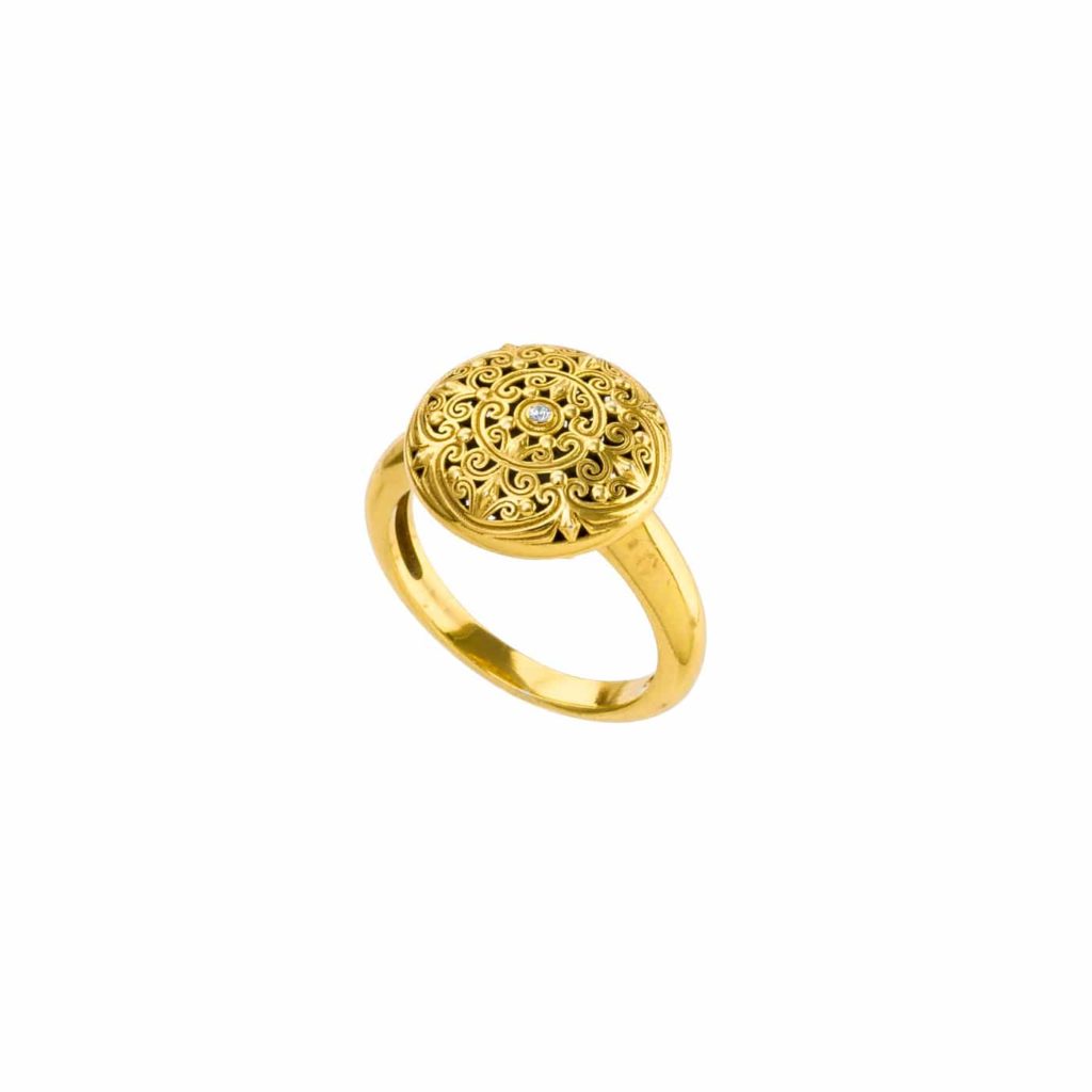Round Ring Filigree in Gold plated silver 925