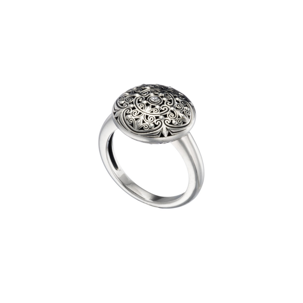 Round Ring Filigree in oxidized silver 925