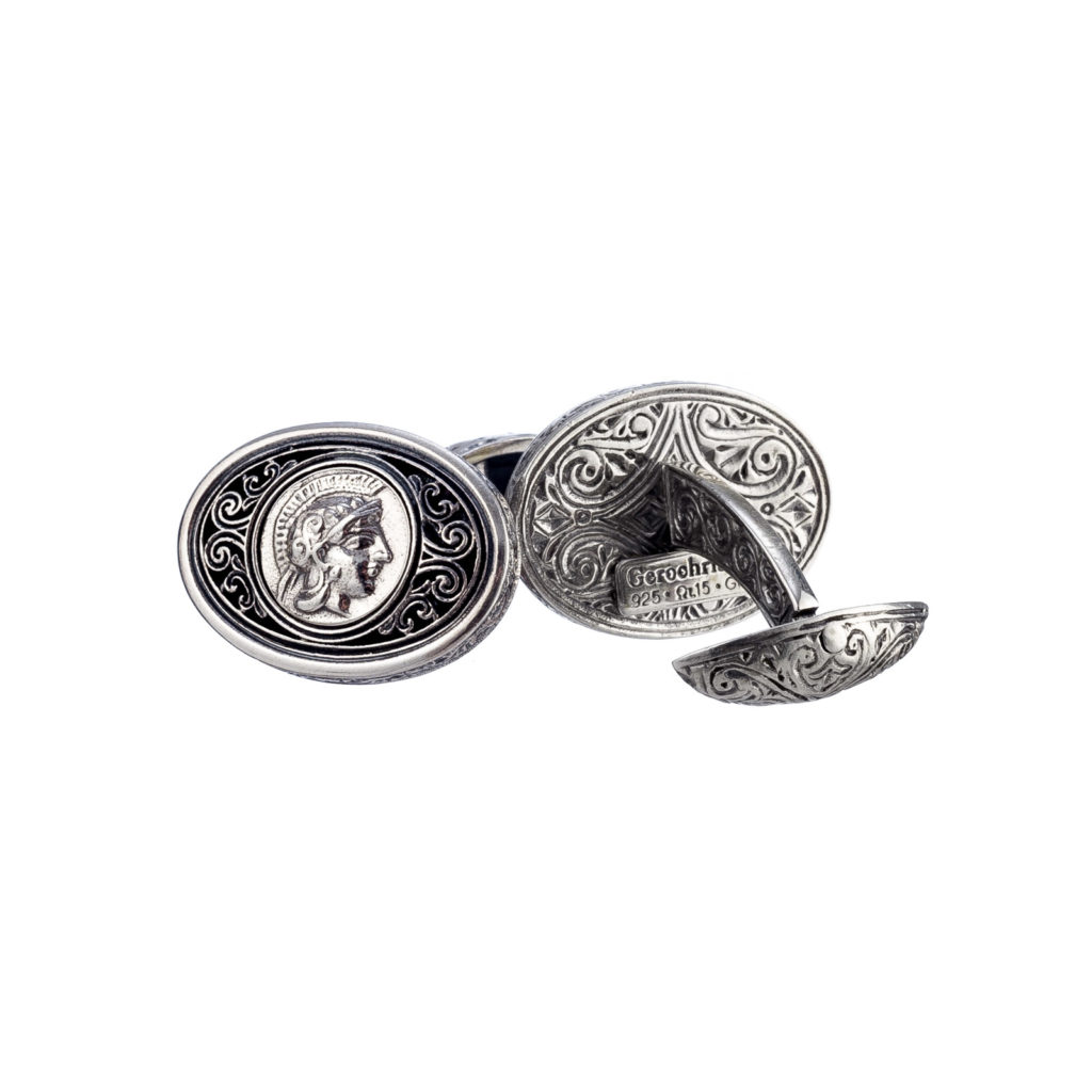 Athena the Great Ancient Coin Cufflinks in Sterling Silver 925