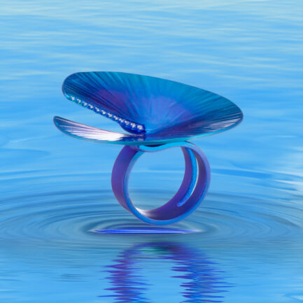 Water Lily Ring in Titanium and Diamonds R152946-GIA-b