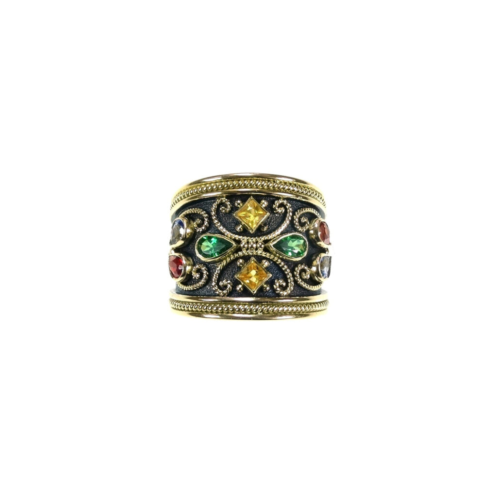 Cocktail Sapphires Byzantine Ring R152609-k a