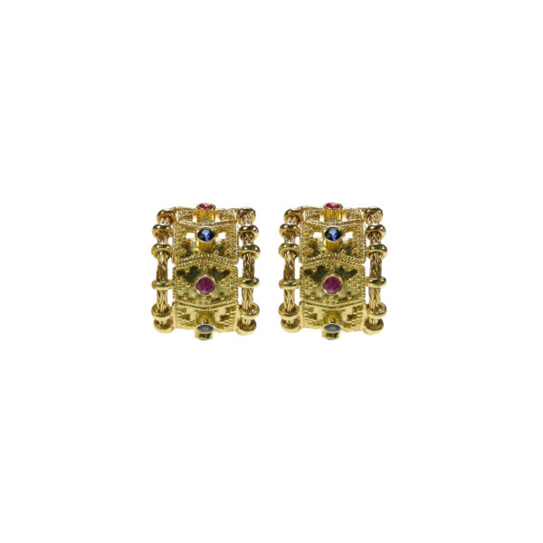 Half Hoop Earrings Byzantine Handmade 18k Solid Gold
