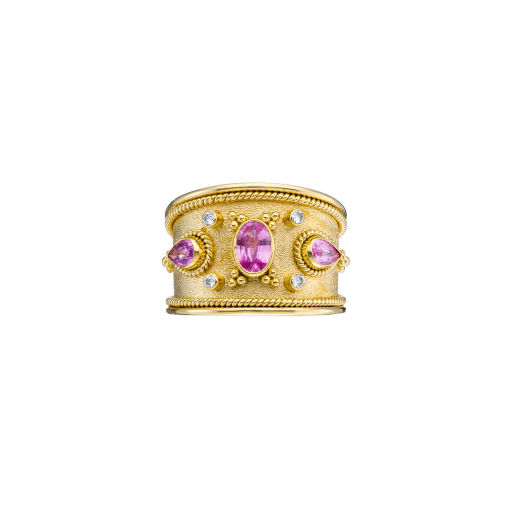 Handmade Gold Ring with Sapphires R152214-k a