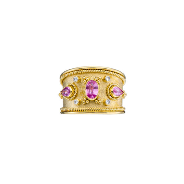 Handmade Gold Ring with Sapphires R152214-k a