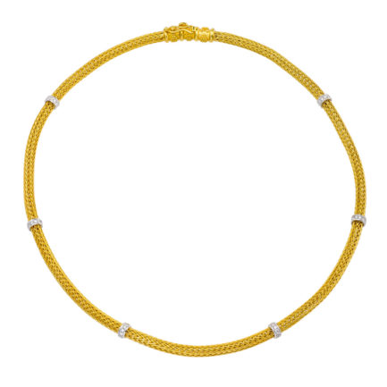 Byzantine Chain Necklace Two Tones k18 Gold Diamonds