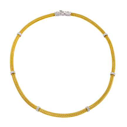 Byzantine Chain 0.4mm Necklace Two Tones k18 Yellow Gold