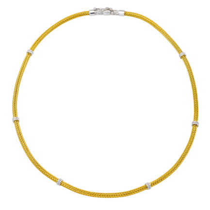 Byzantine Thin Chain 0.3mm Necklace Two Tones k18 Yellow Gold