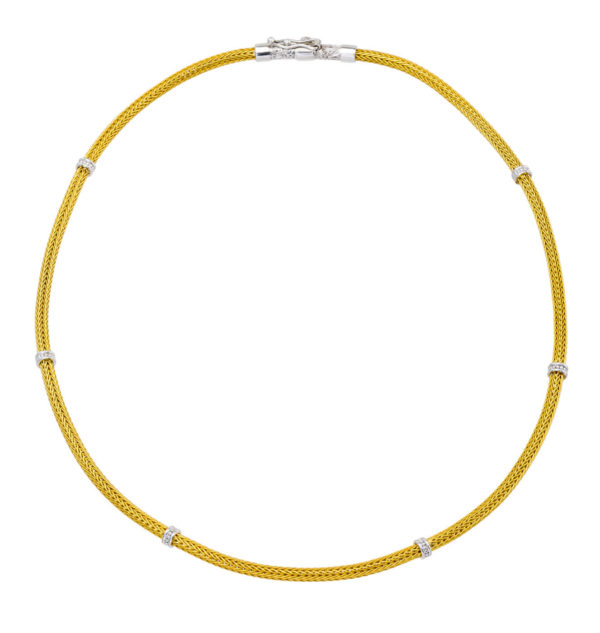Byzantine Thin Chain 0.3mm Necklace Two Tones k18 Yellow Gold