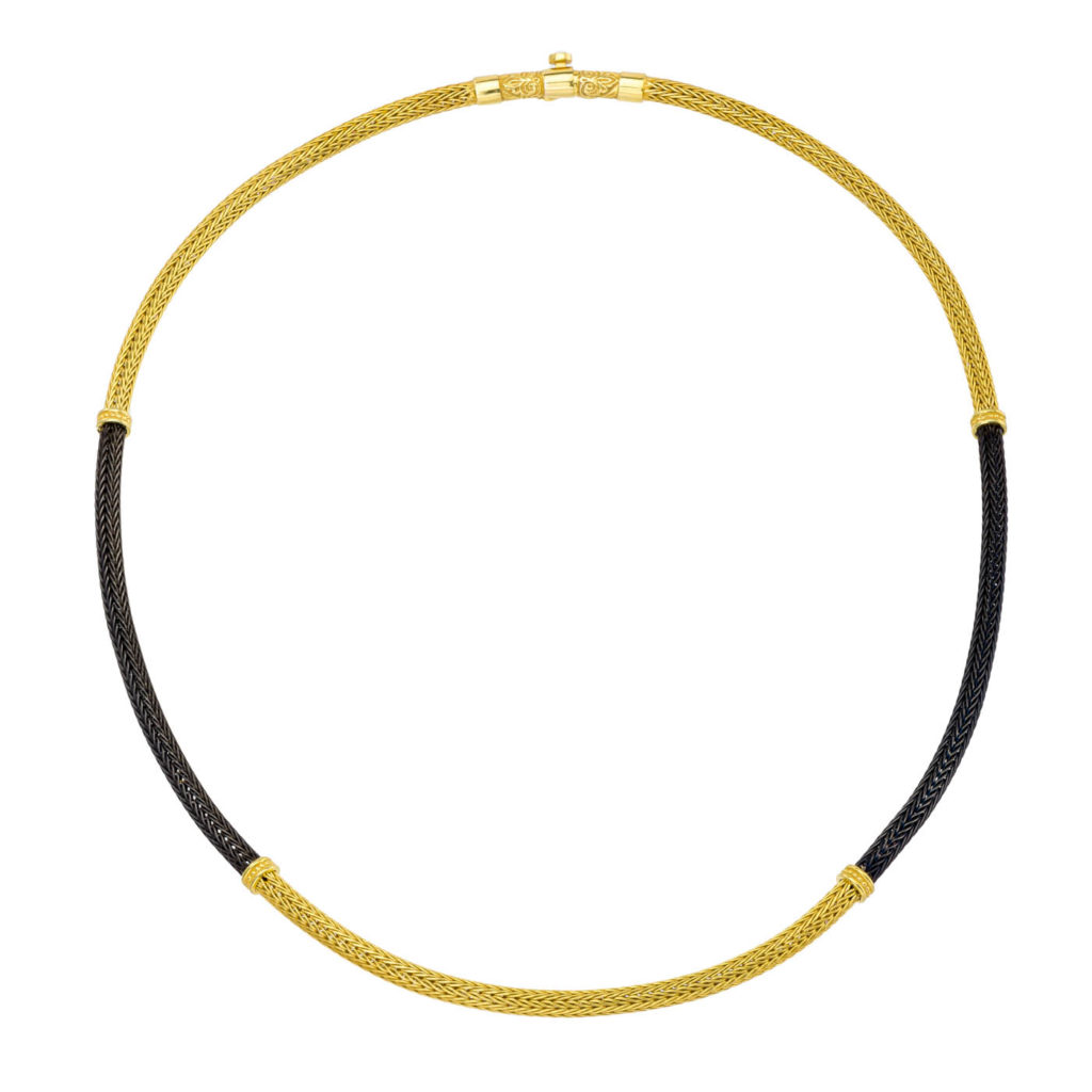 Byzantine Oxidized Thin Chain 0.3mm Necklace k18 Yellow Gold