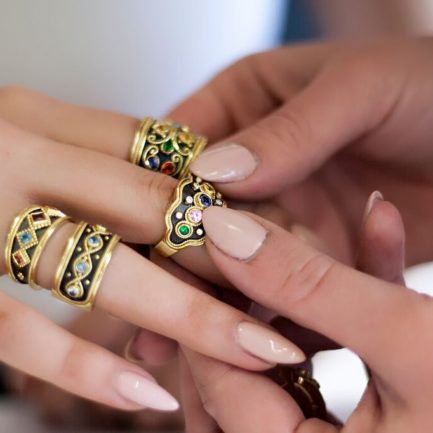 Multi Stone Byzantine 18k Yellow Gold Ring R152611-K