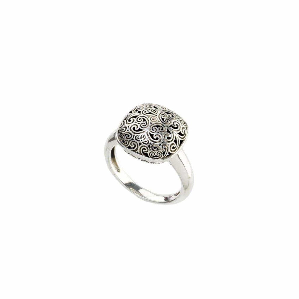 Cushion Ring in oxidized Sterling silver 925