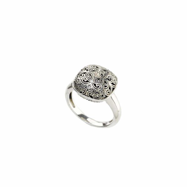 Cushion Ring in oxidized Sterling silver 925