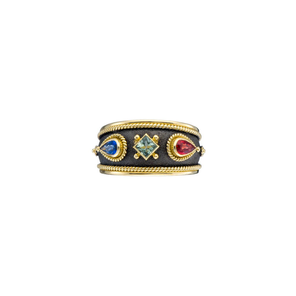 Triple Cocktail Stone Byzantine Band Ring R152217-k a