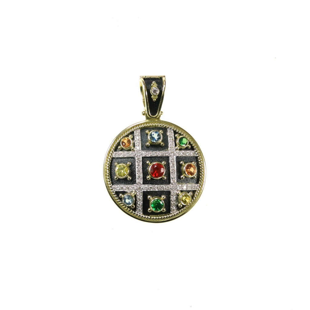 Multi Stone Round Pendant k18 Gold N152621-k a