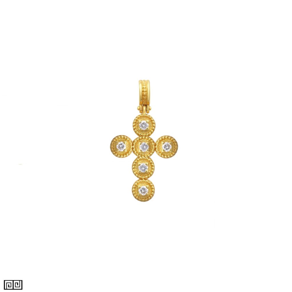 Diamonds Pendant Cross Small in 18k Yellow Gold C152585-k