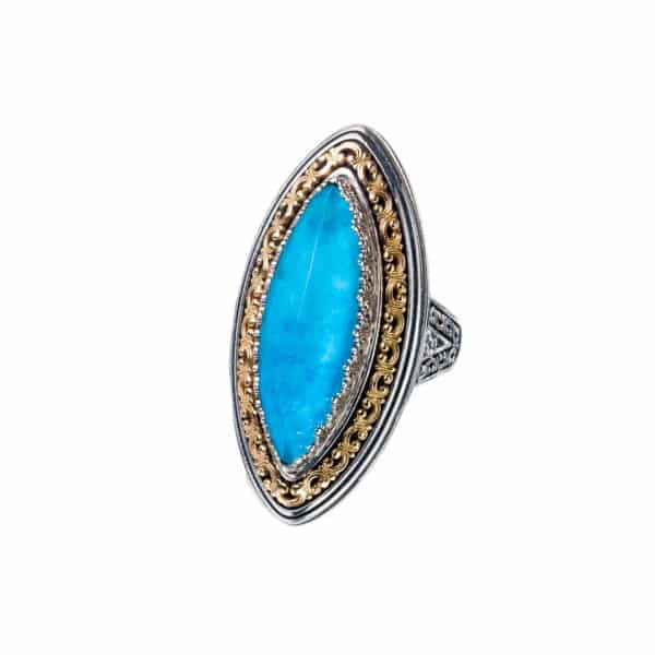 Large Ring Color in k18 Yellow Gold and Sterling Silver 925