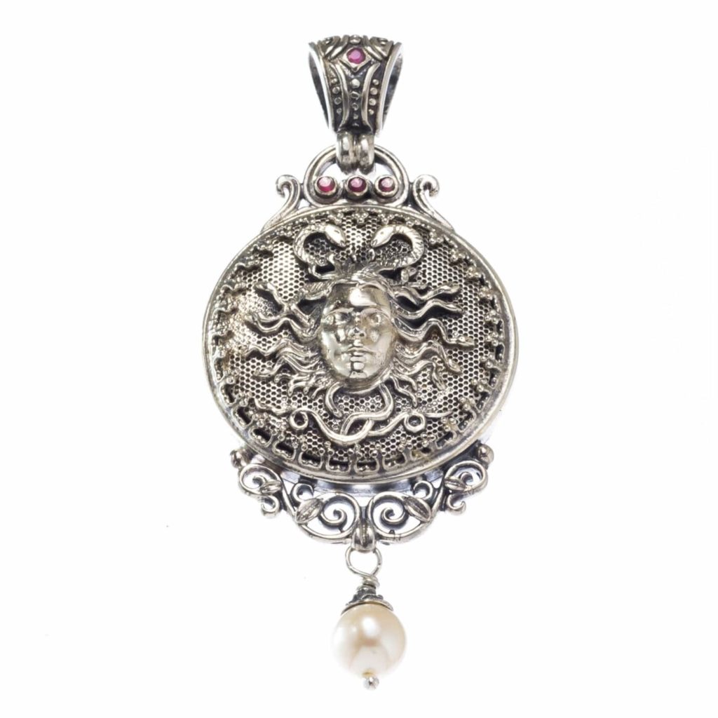 Ancient Greek Medusa for women’s Large Pendant Sterling Silver