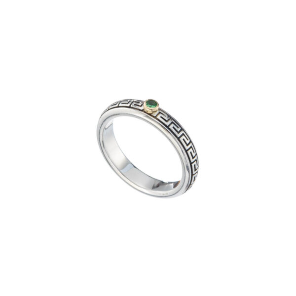 Meander Band Ring in k18 Gold with Silver 20414 blue topaz