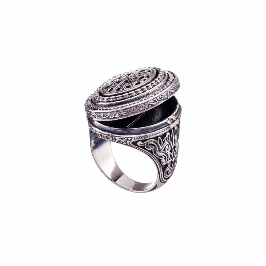 Cho-Rho Locket Ring in Sterling Silver 925