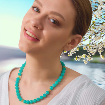Green Jade 10mm Beaded Necklace N153188-A